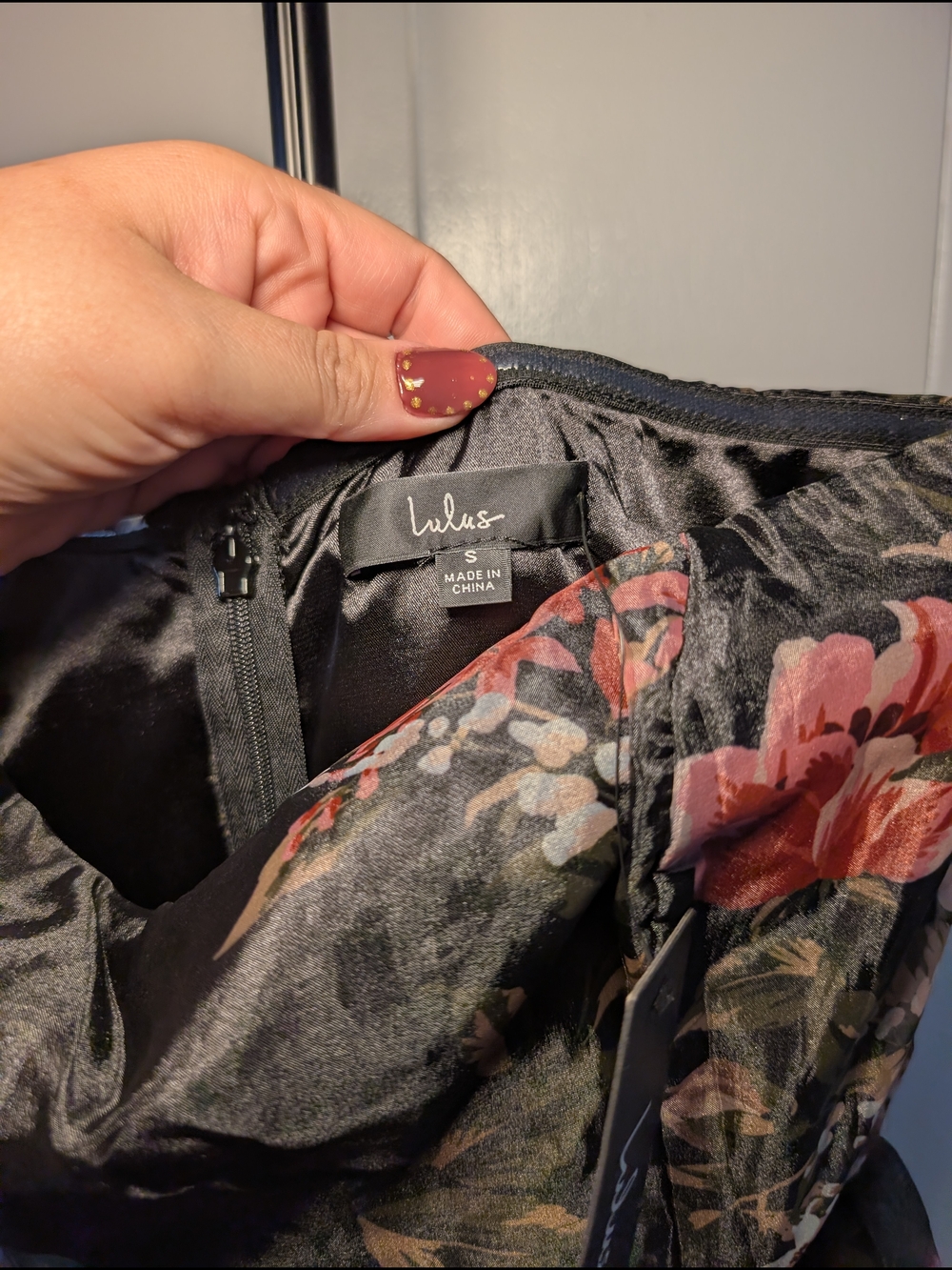 NWT Lulu's Black Tiered Floral Formal Maxi Dress with Pink and Green Blooms